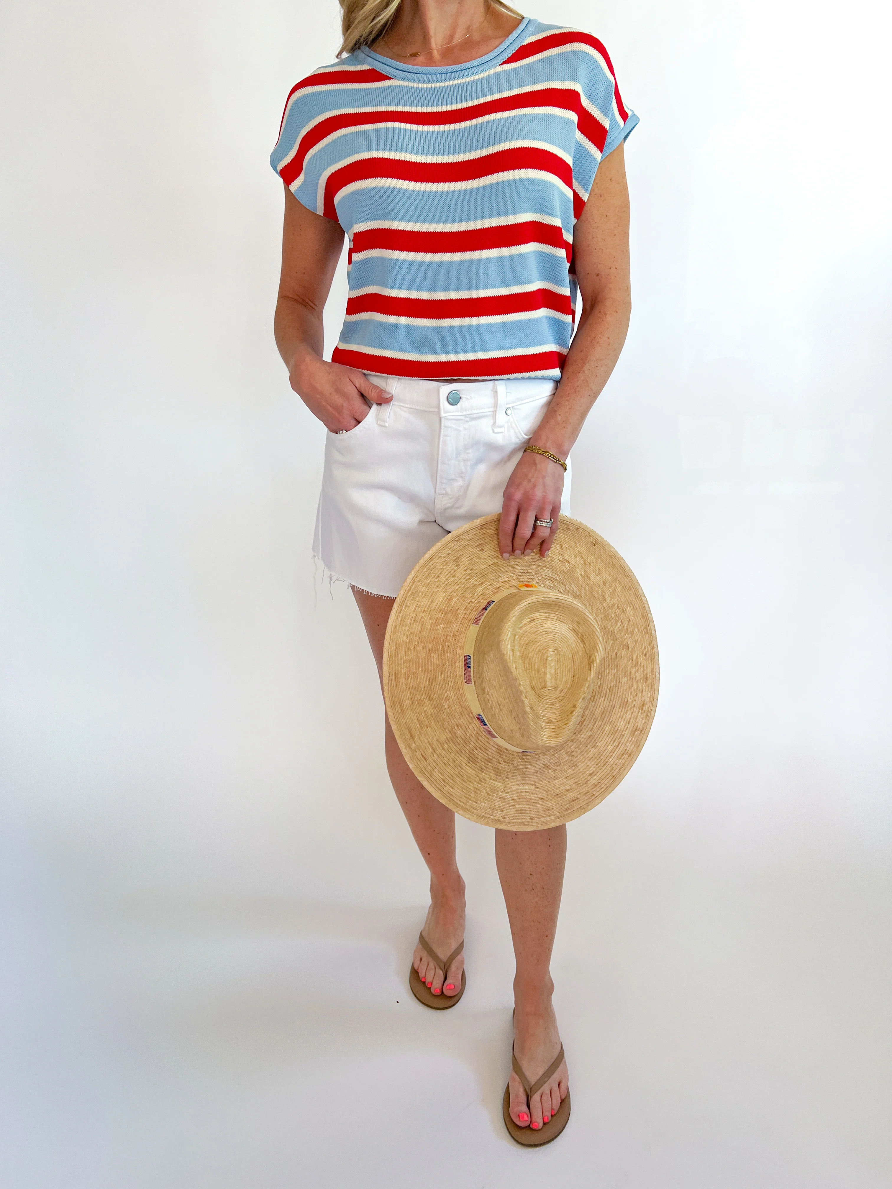 Cap Sleeve Striped Top - Image 2