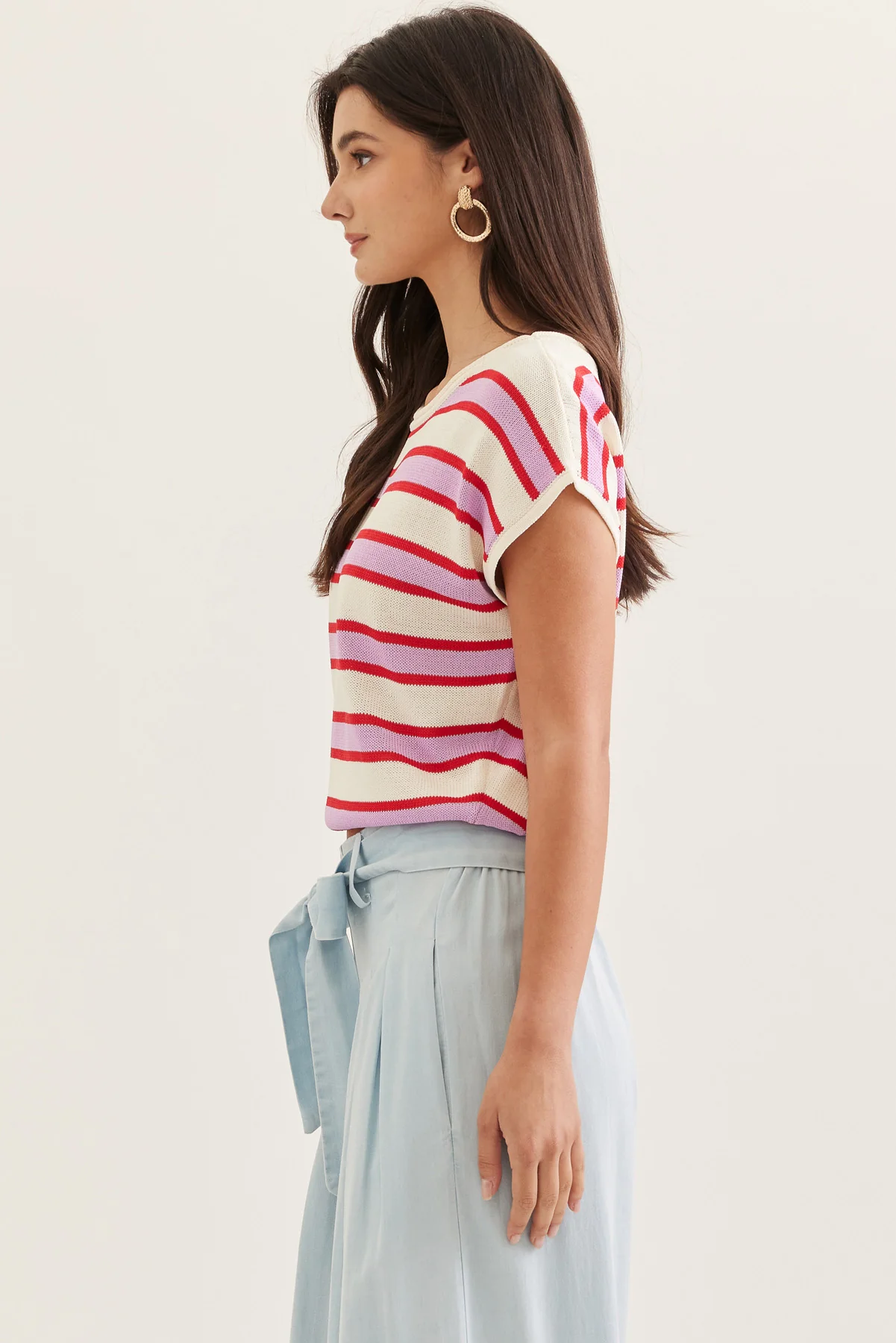 Cap Sleeve Striped Top - Image 6