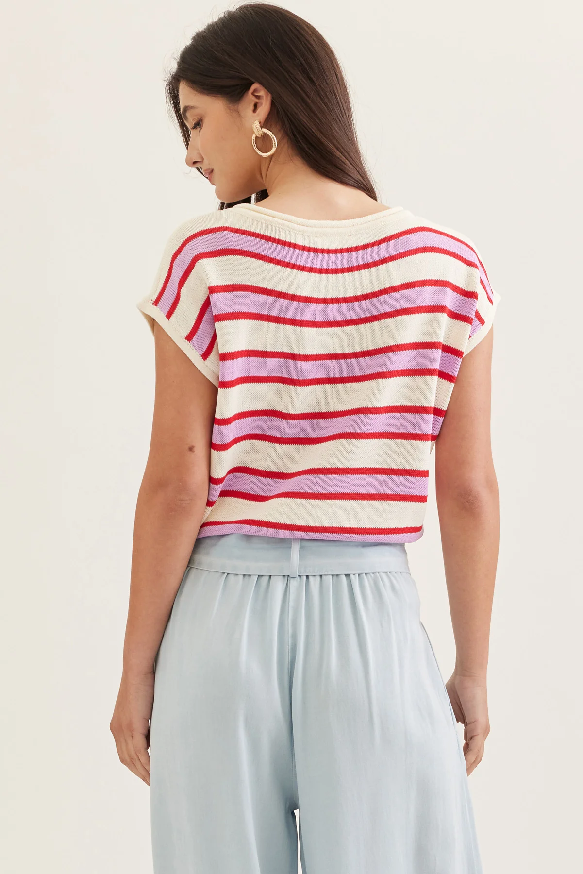 Cap Sleeve Striped Top - Image 7