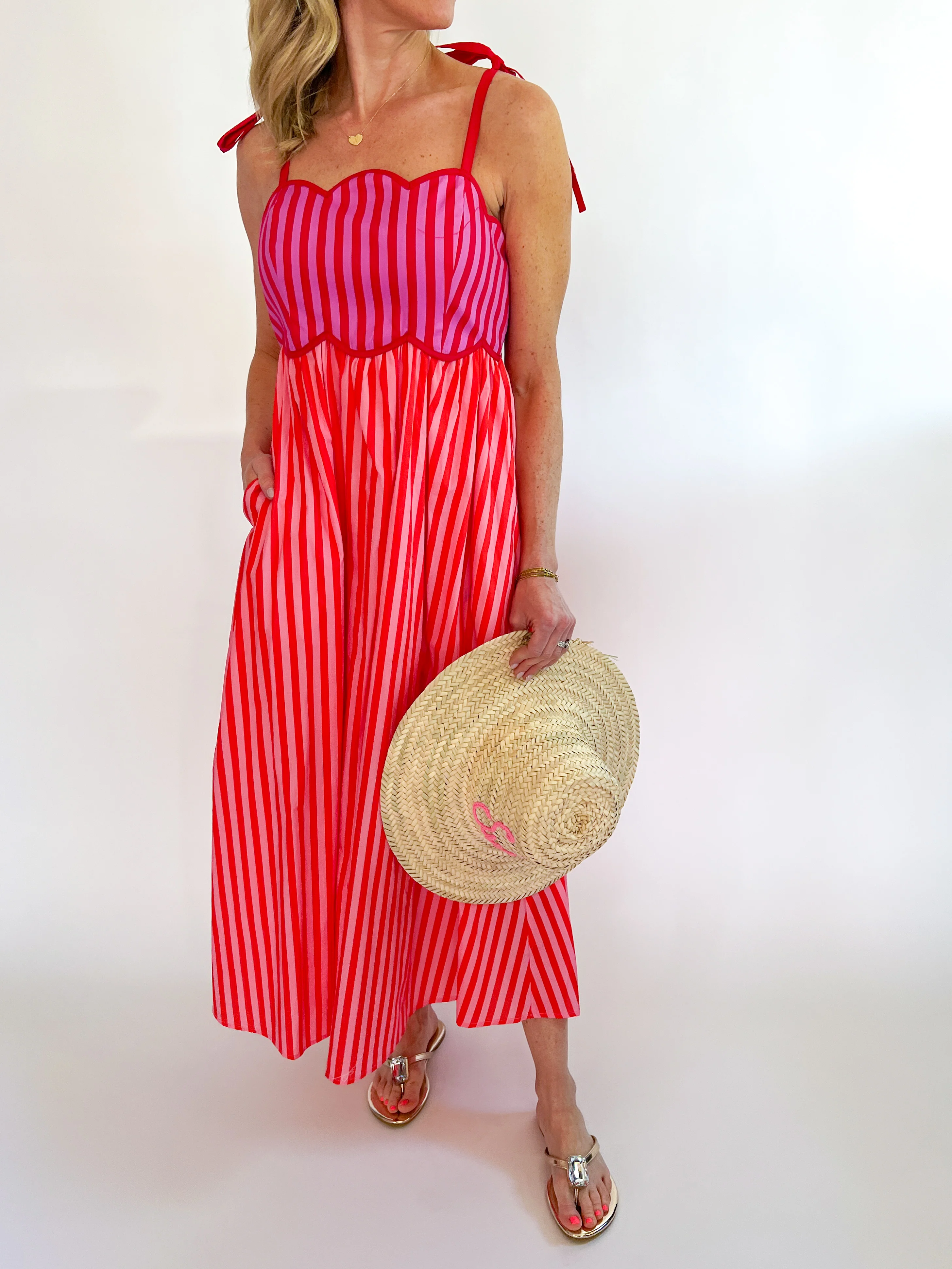 Scalloped Midi Dress