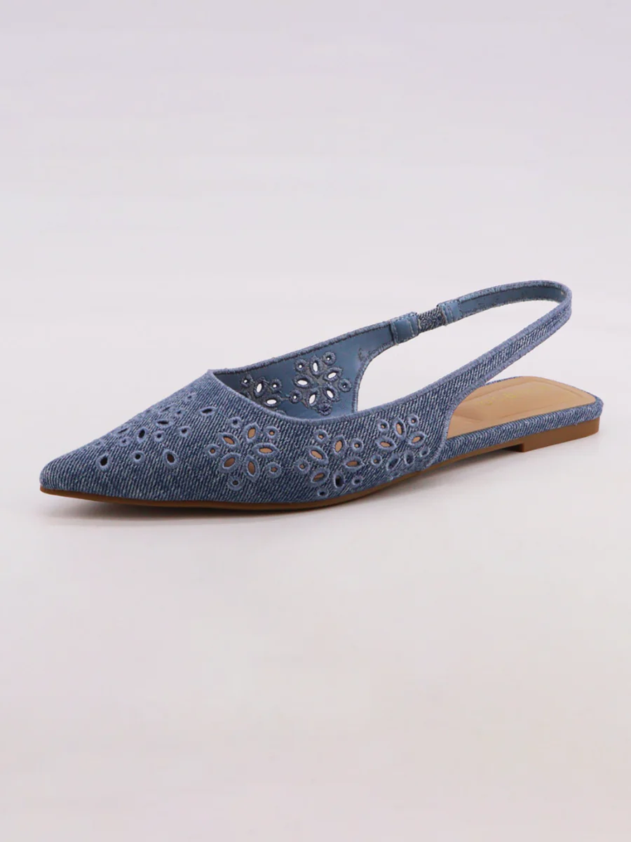 Embroidered Slingback Flats