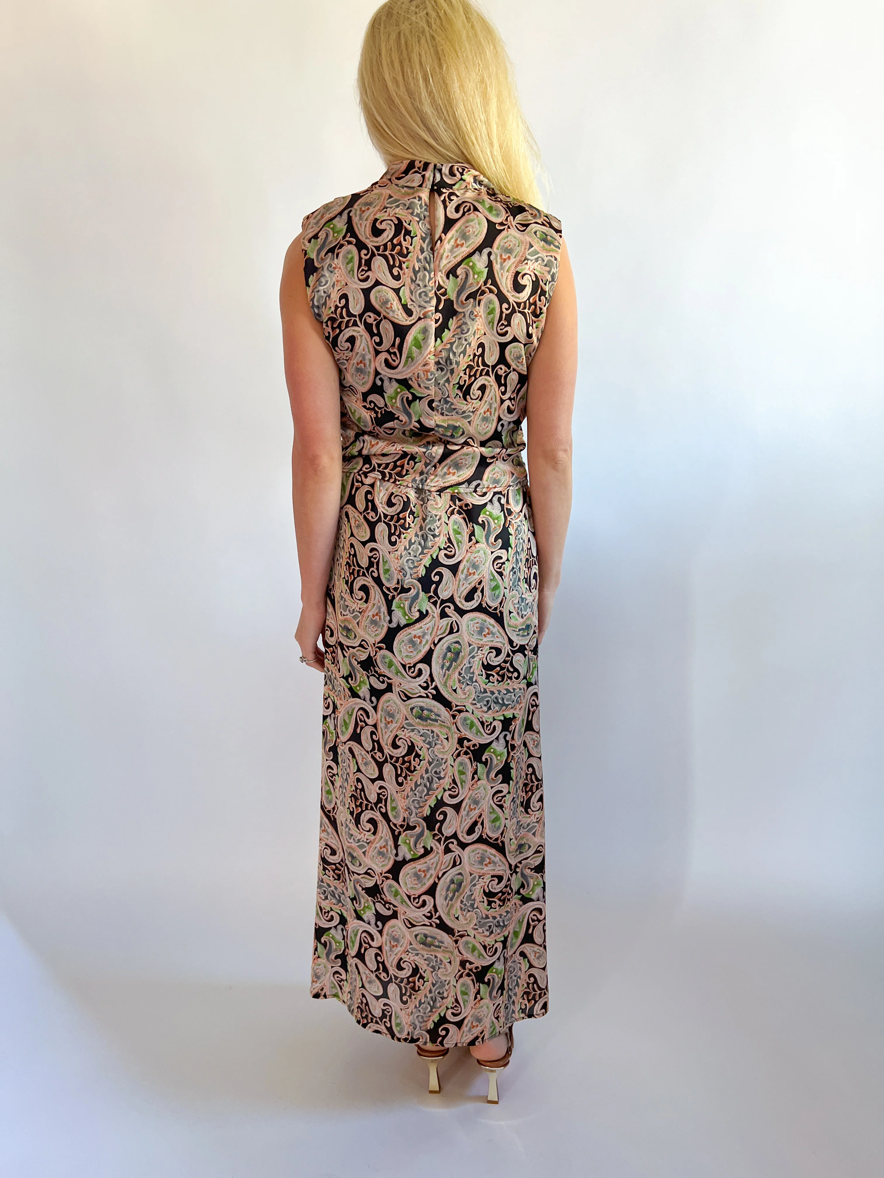 Posh Paisley Draped Wrap Midi Skirt - Image 2