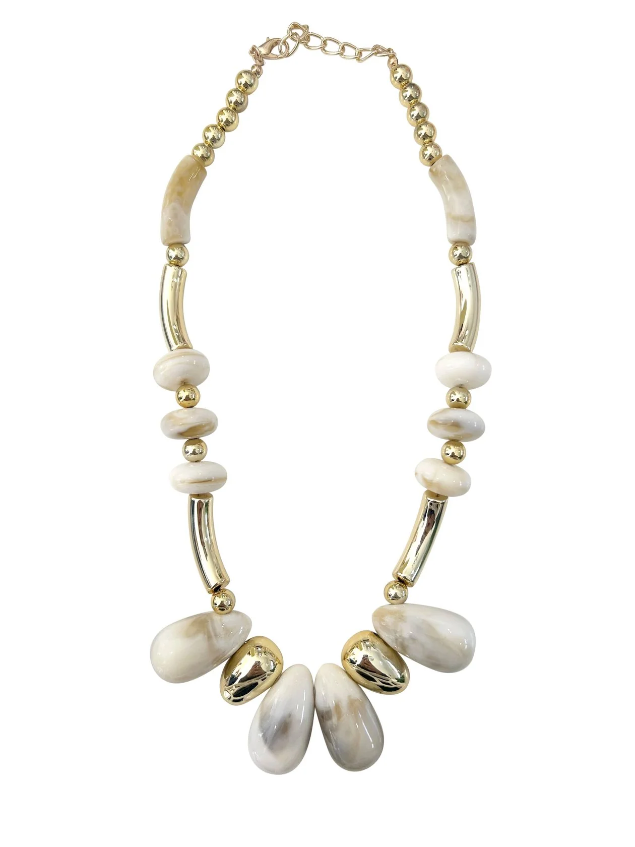 Ruby Cream Beaded Statement Necklace