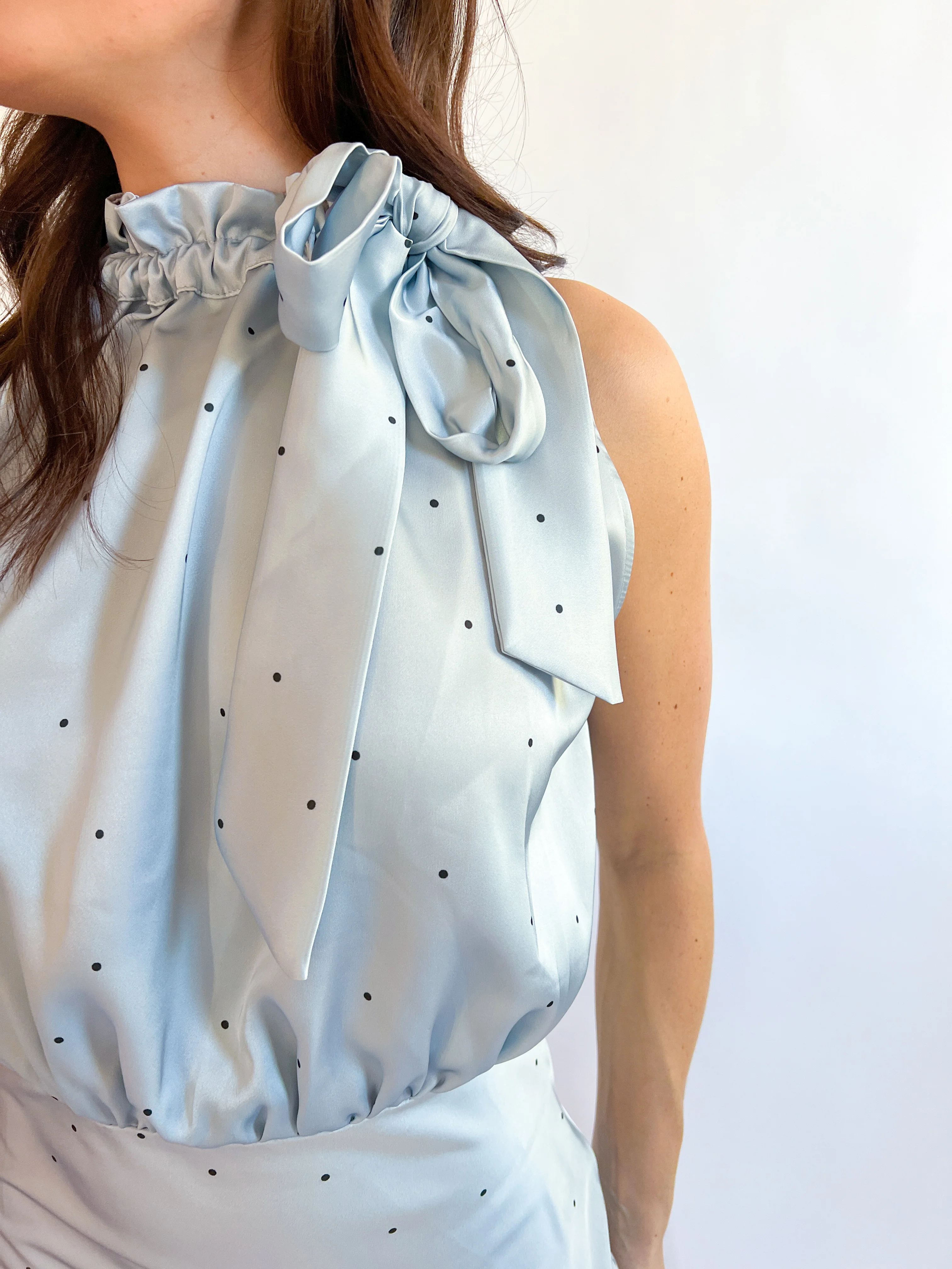 Ruffle Neck Mini Dot Dress - Image 2