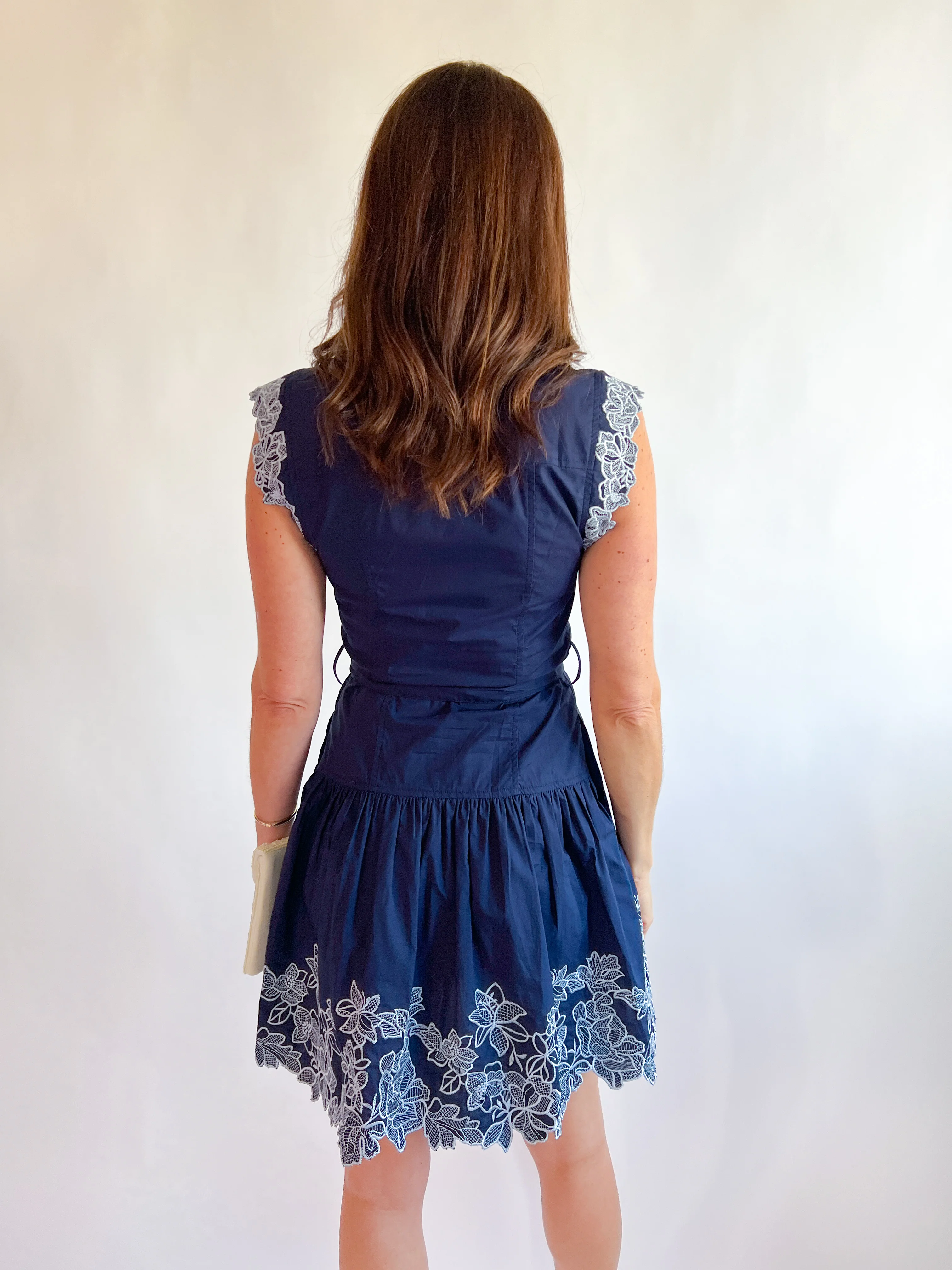 Cotton Floral Embroidered Mini Dress - Image 3