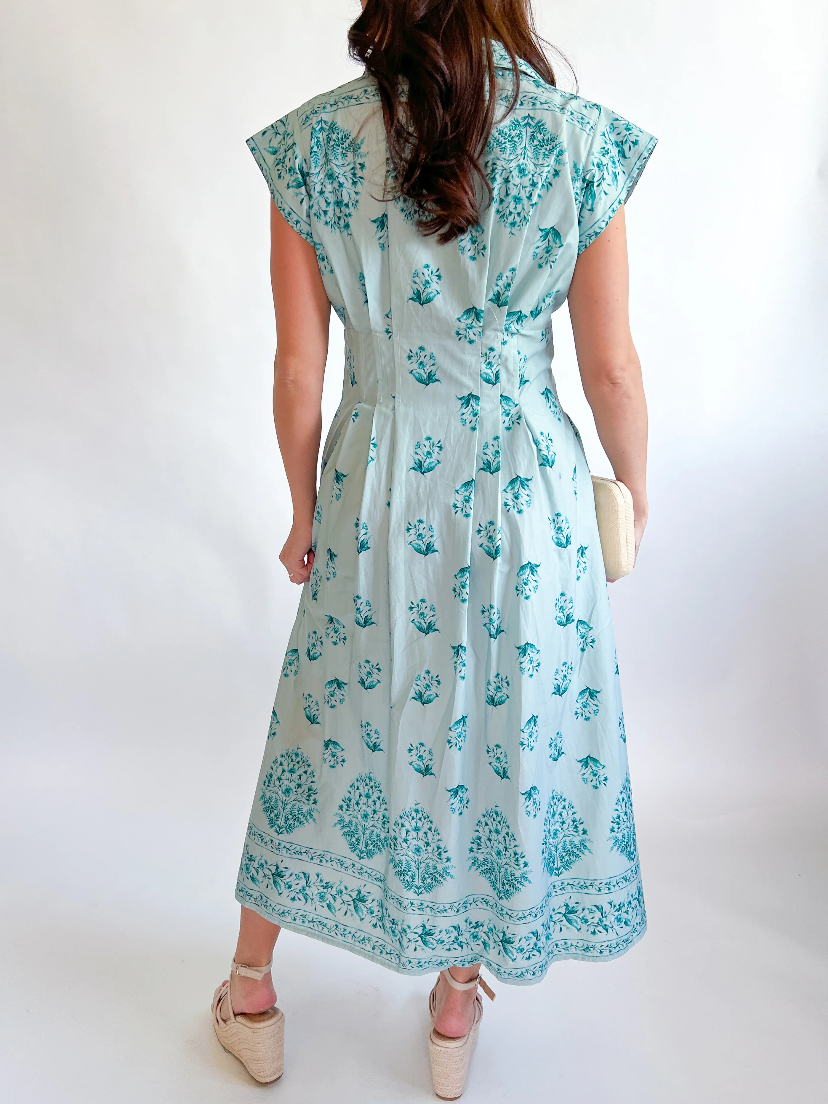 Short Sleeve Floral Cinch Midi Dress - Image 4