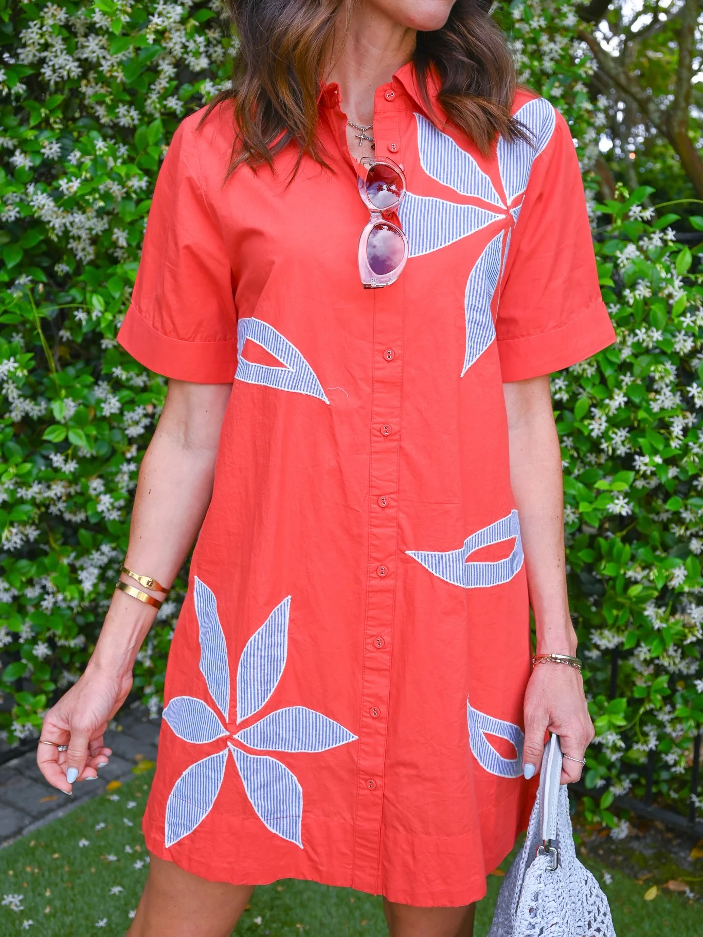 Short Sleeve Floral Embroidery Dress - Image 2