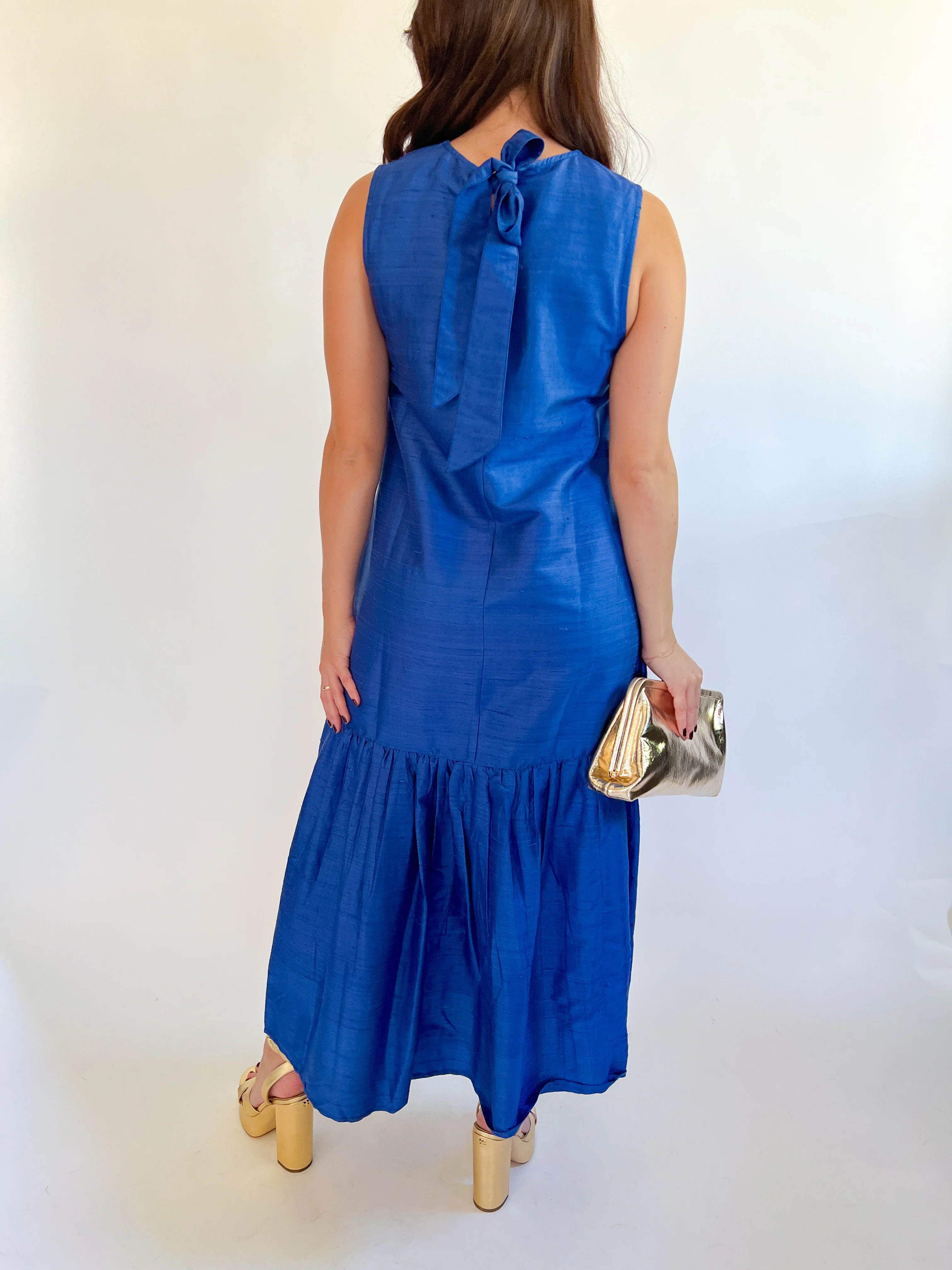 Silk Cobalt Evening Dress - Image 2
