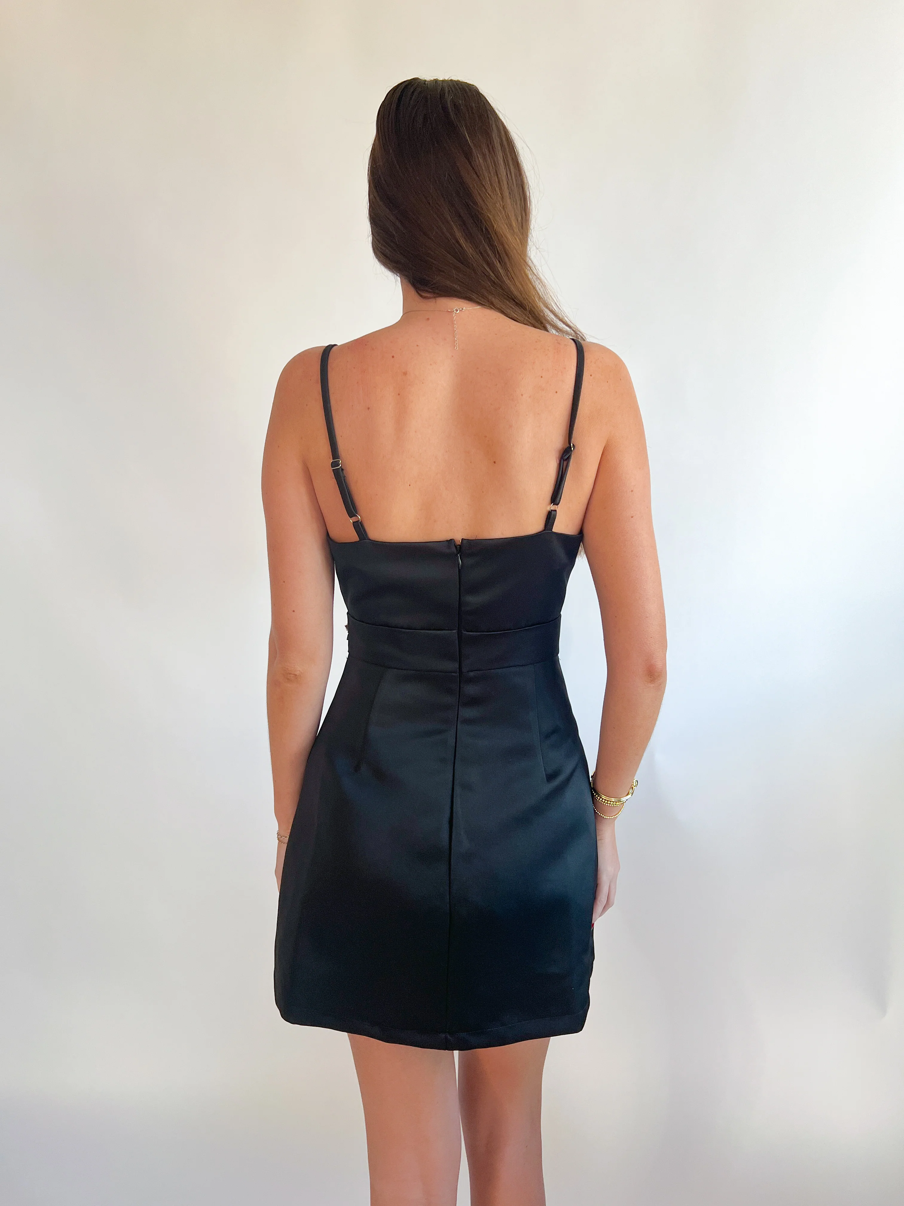 Camille Embellished Jewel Satin Mini Dress - Image 4