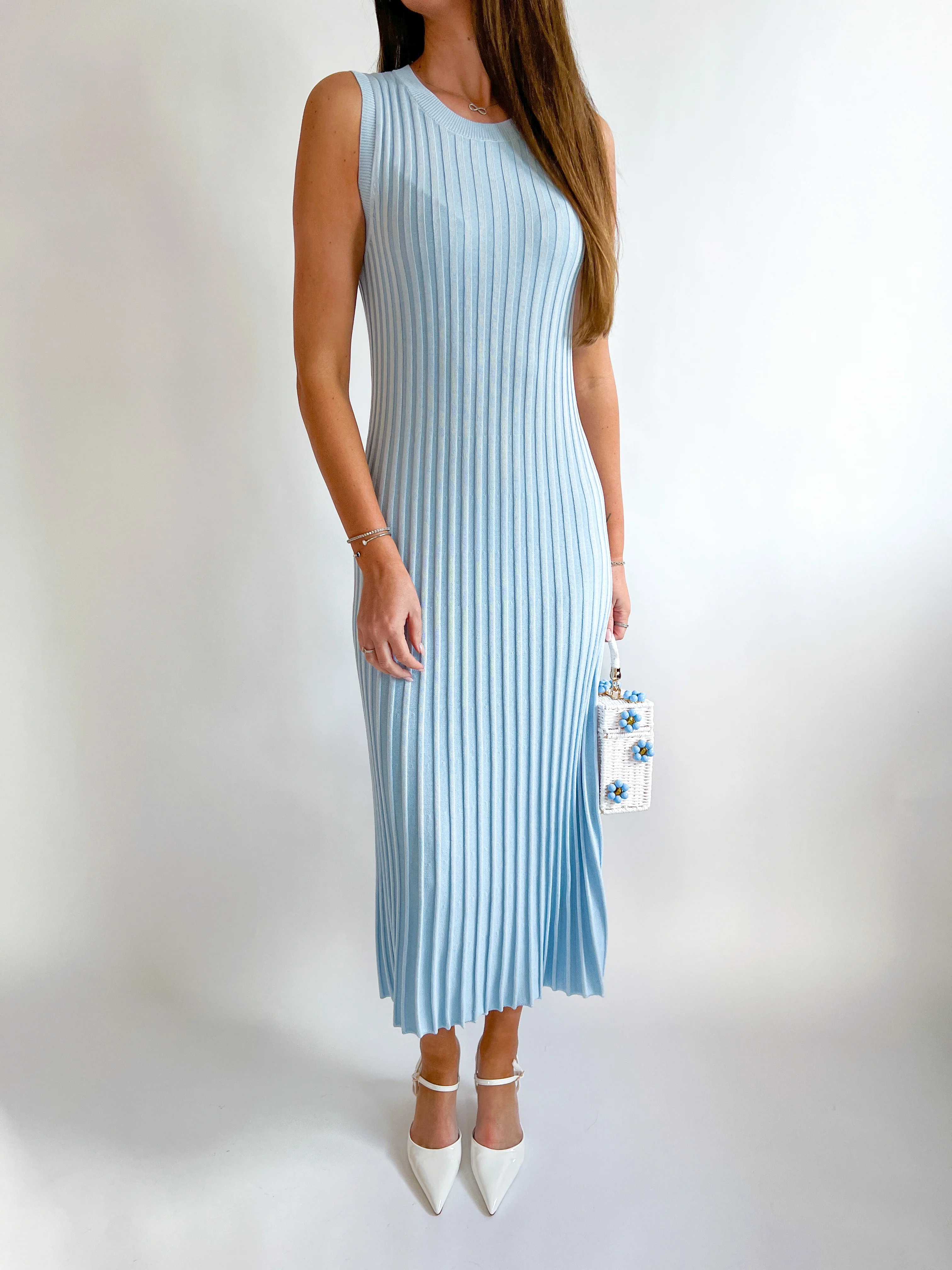 Sleeveless Ribbed Knit Maxi Dress
