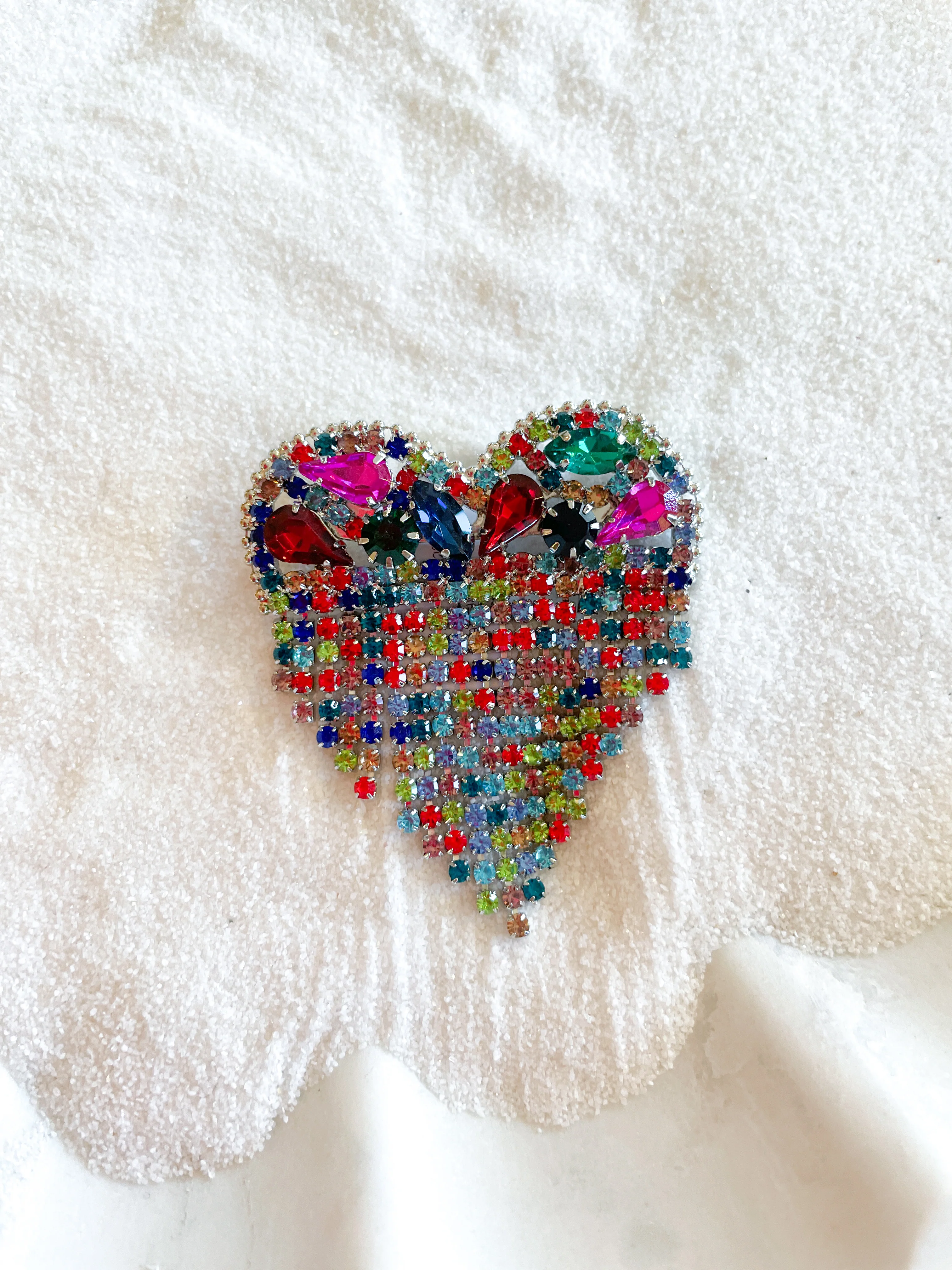 Rhinestone Heart Brooch