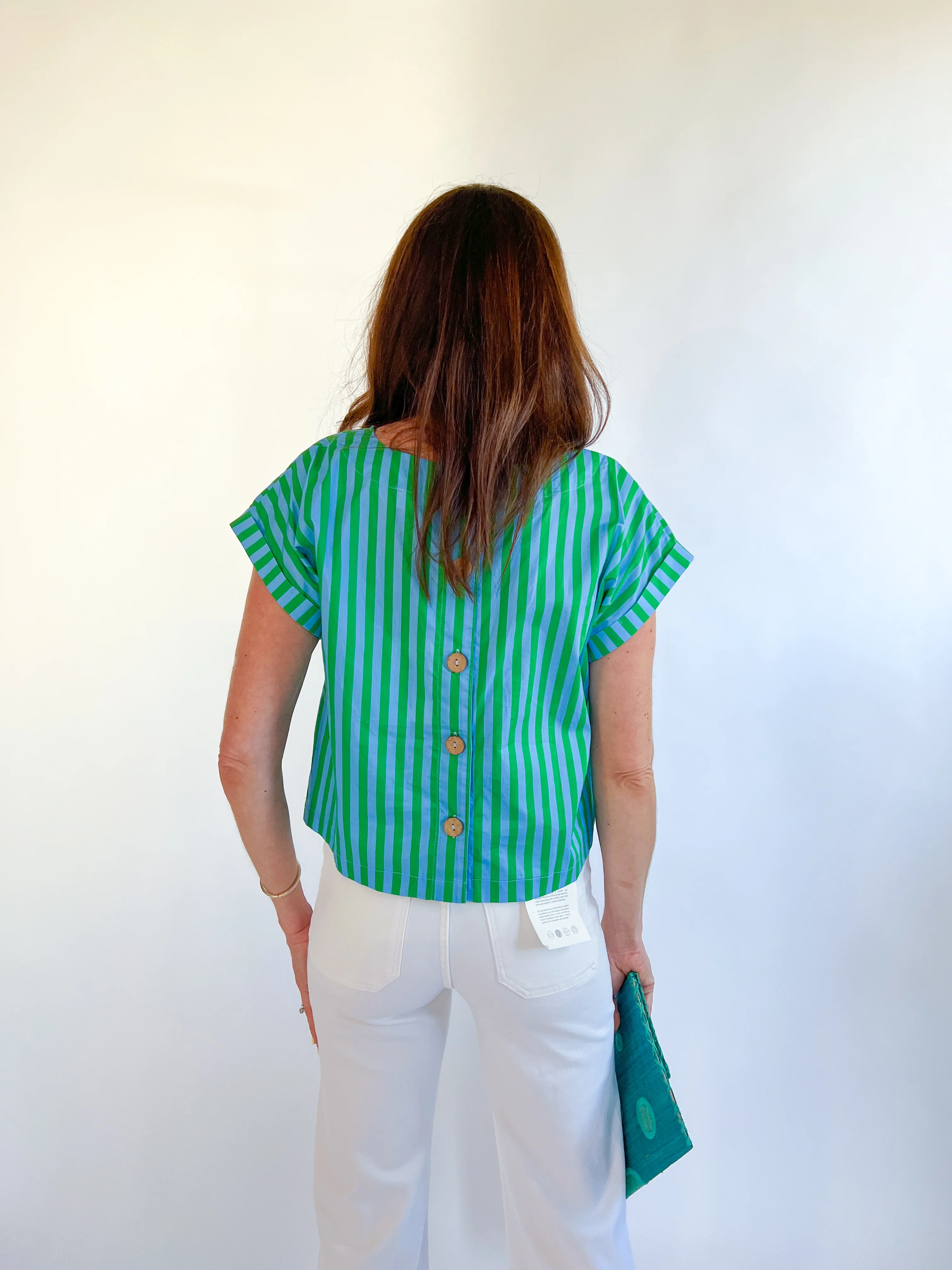 Spring Blue Stripe Short Sleeve Top - Image 3