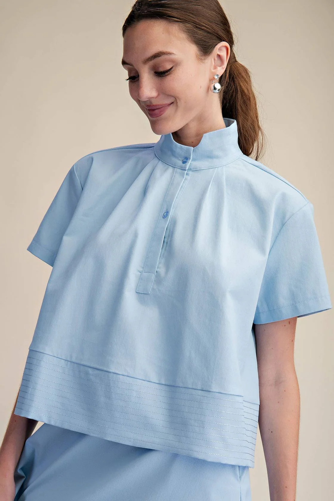 Avery Stand Collar Short Sleeve Top - Image 4