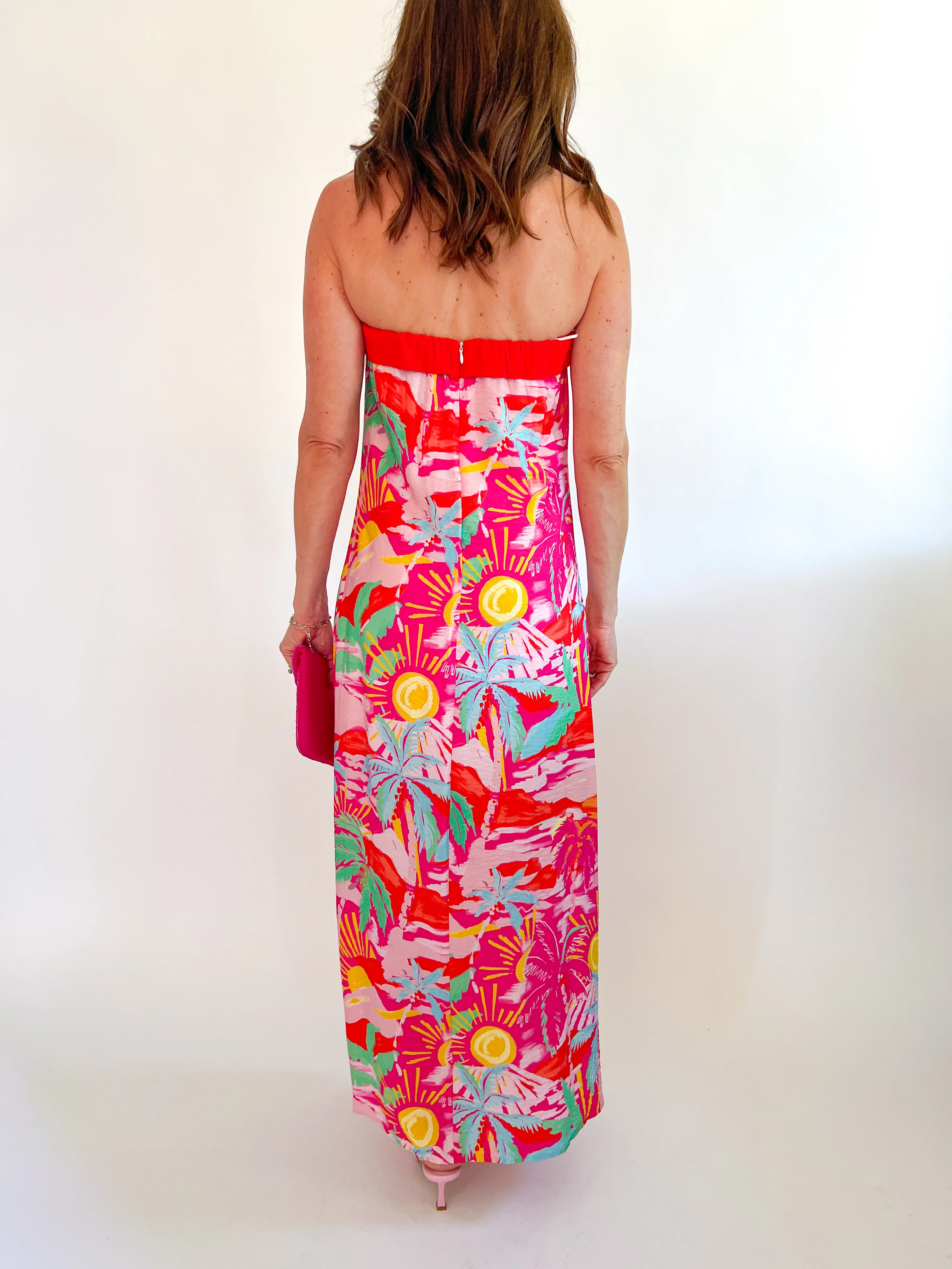 Strapless Maxi Dress with Contrast Band - Image 2