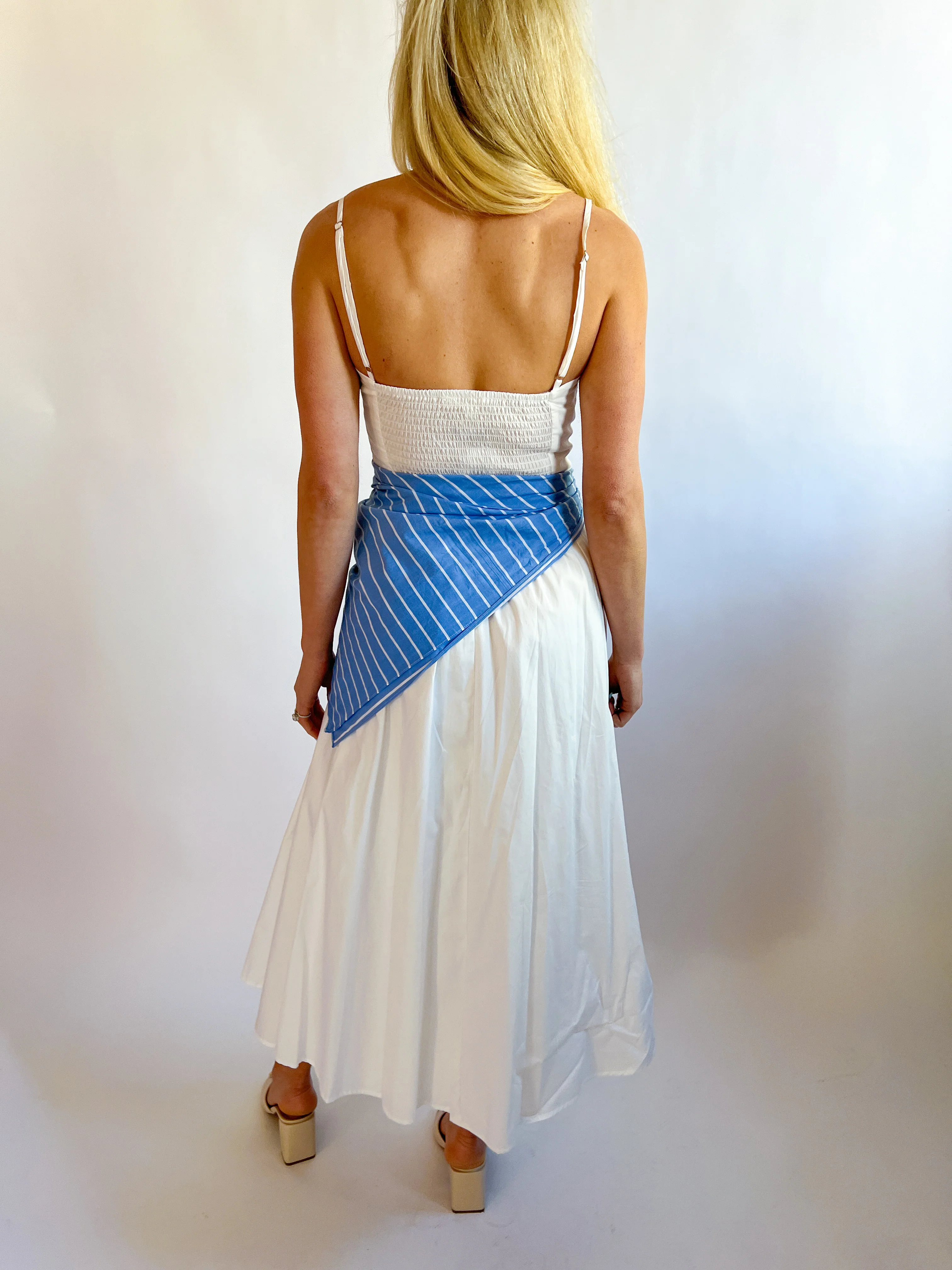 Stripe Waist Bandana Sleeveless Tie Maxi Dress - Image 2
