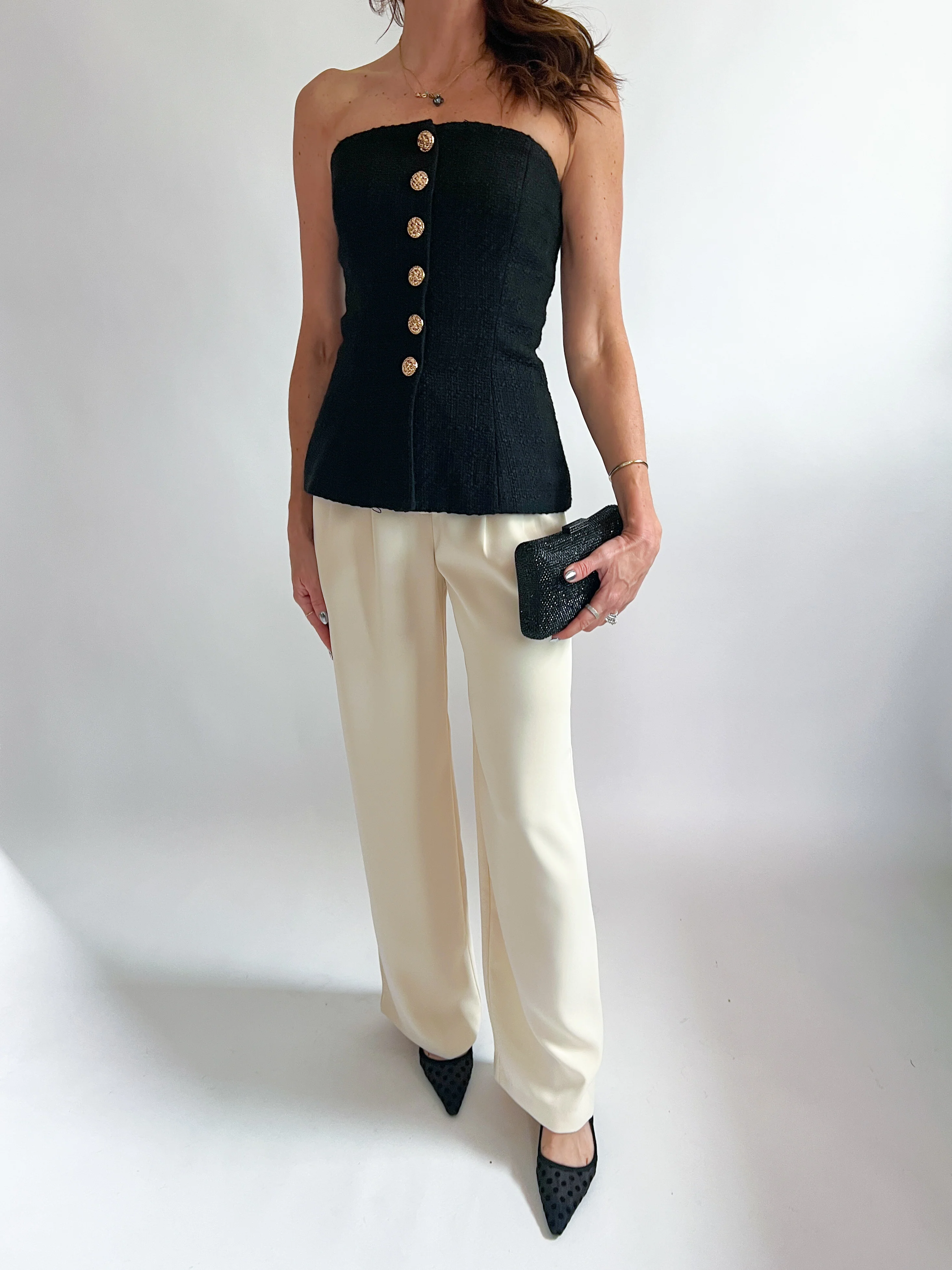 Structured Tweed Strapless Top - Image 2