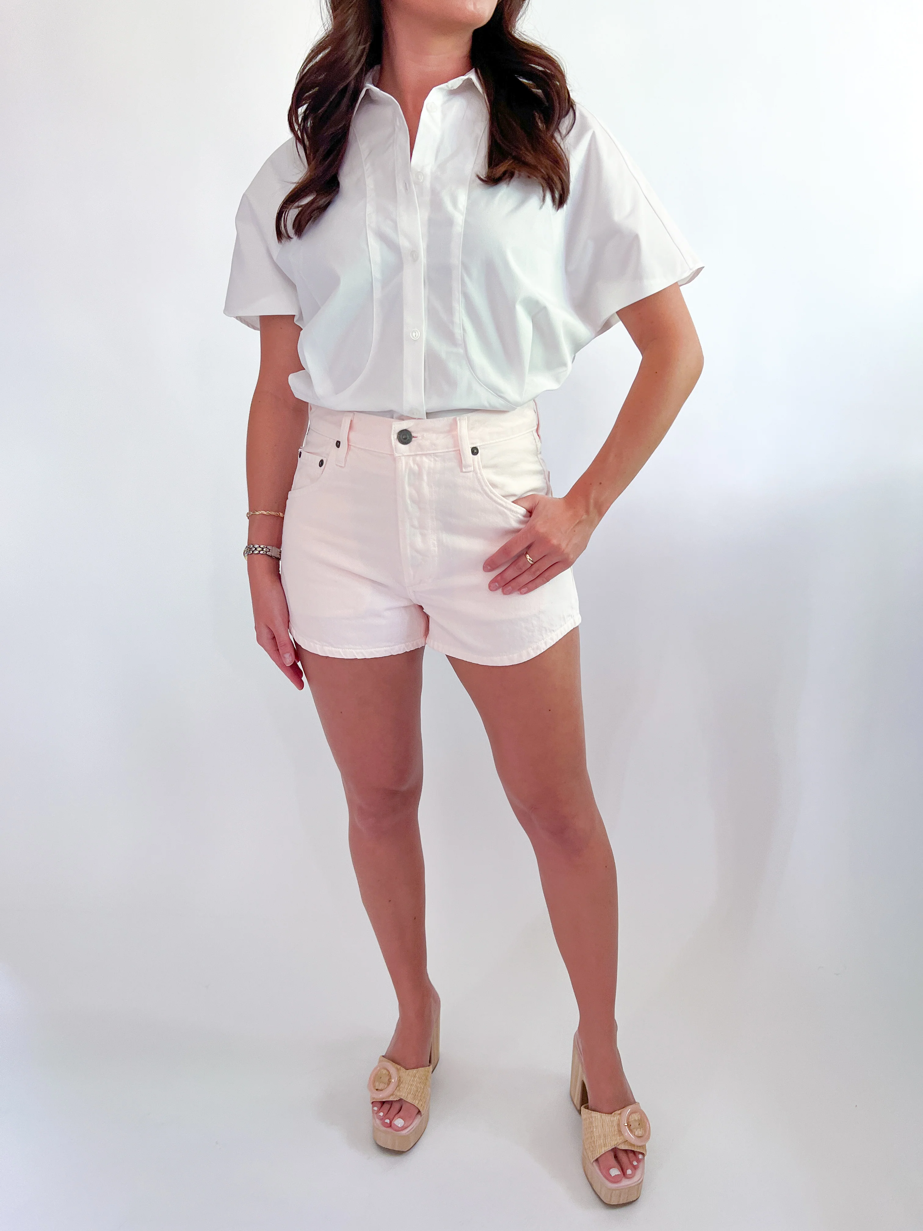 Tailored Taffeta Short Sleeve Blouse - Image 6