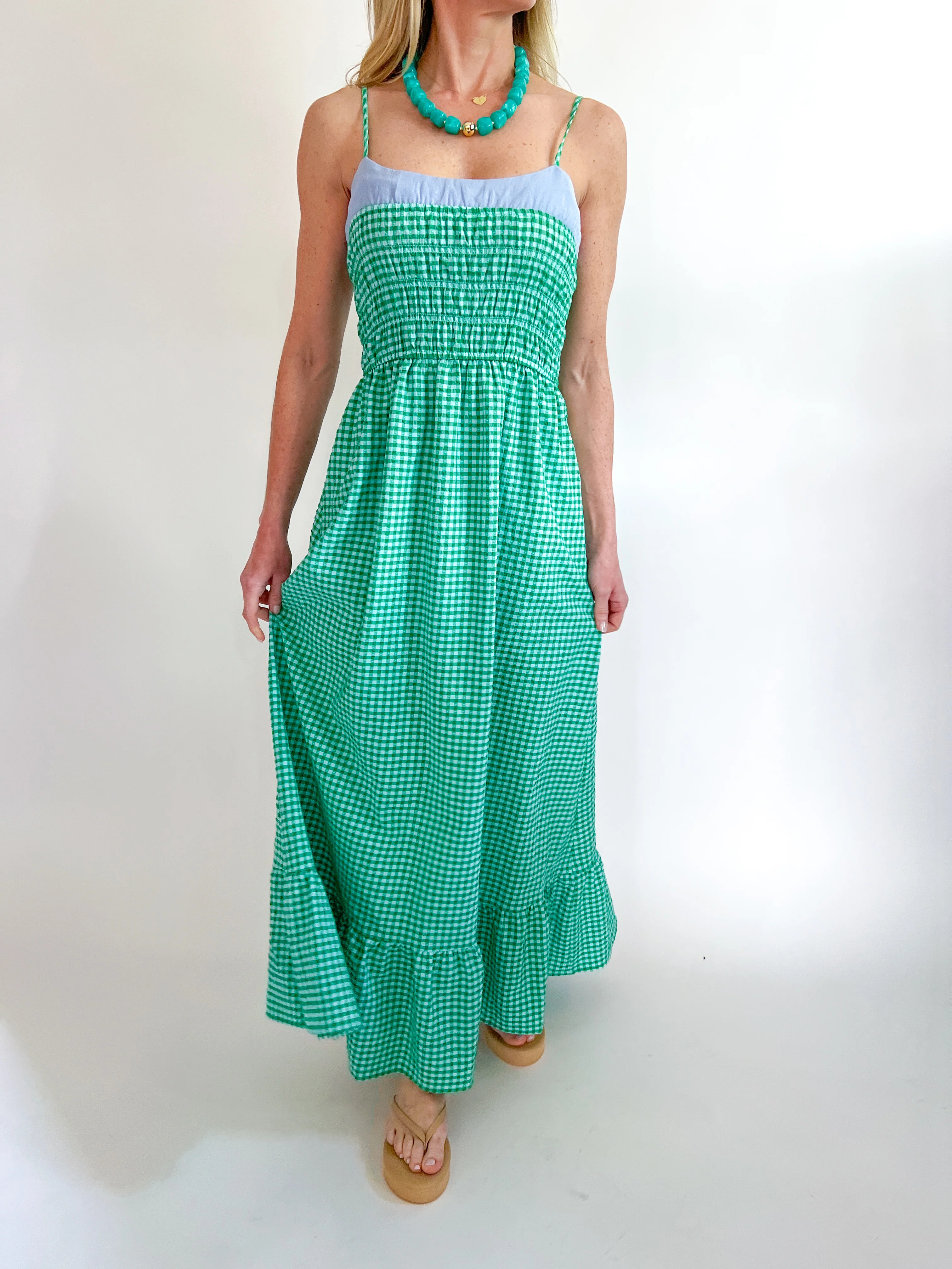 Gingham Smocked Maxi Dress - Image 3