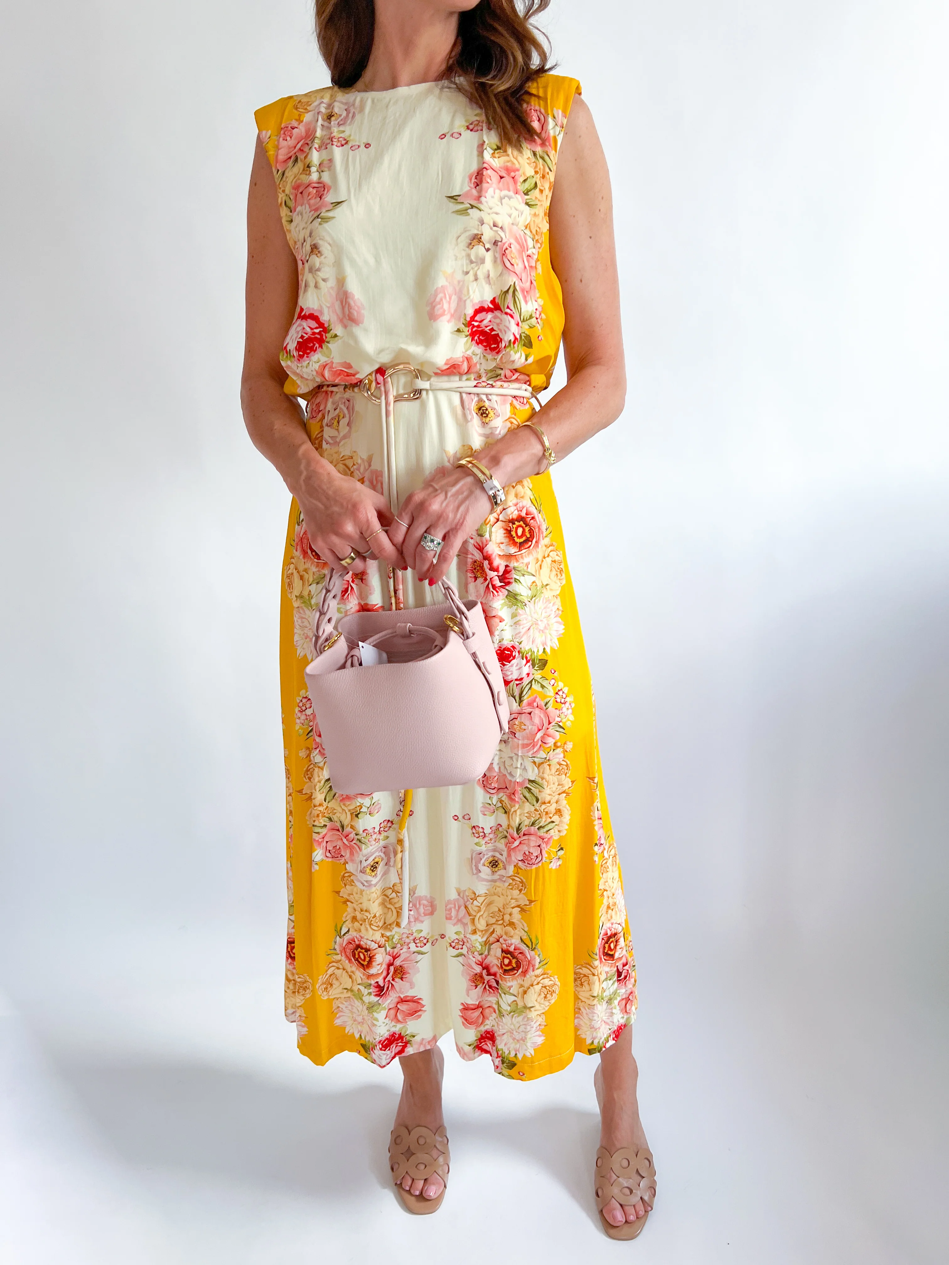 Tie Waist Floral Midi Dress
