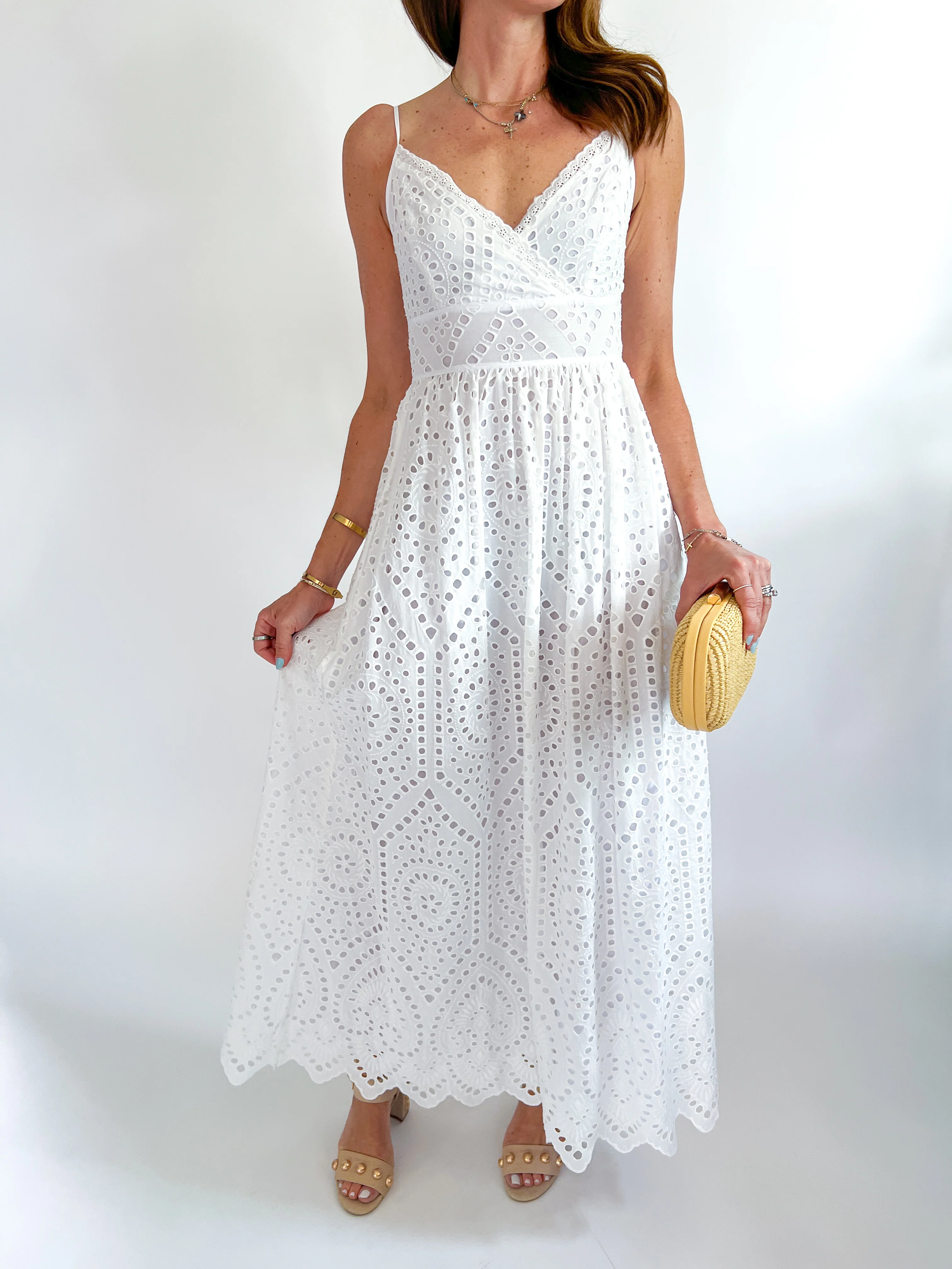 Trini Cotton Eyelet Maxi Dress