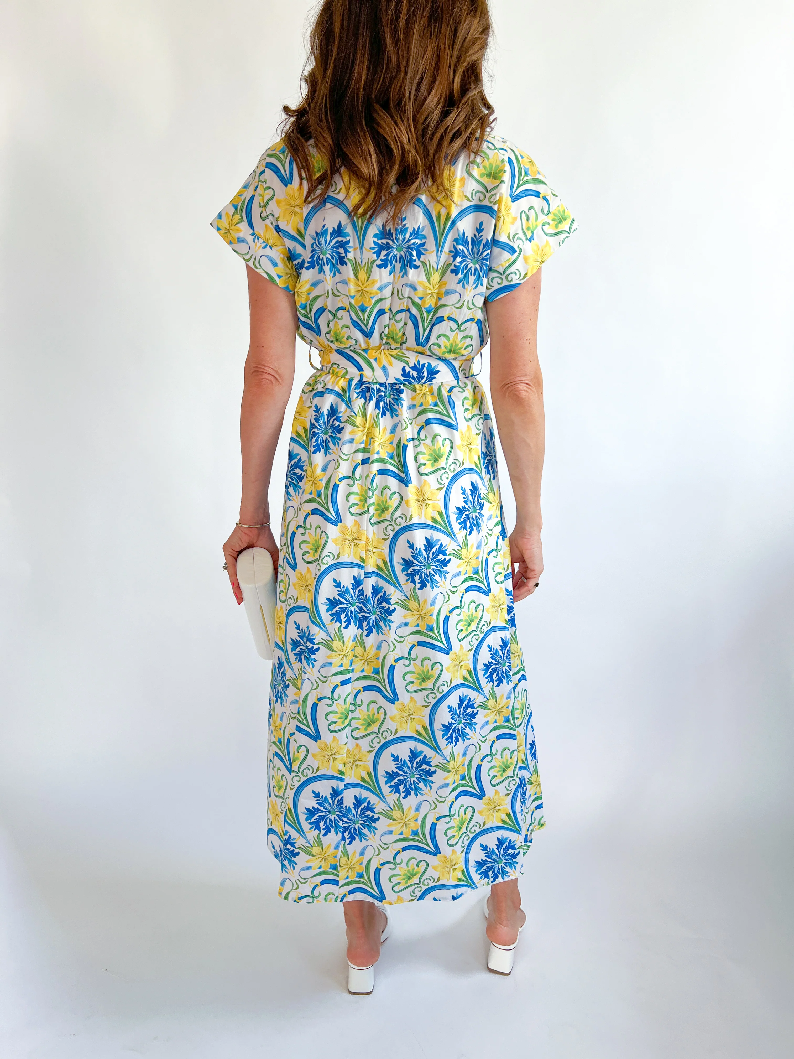 V-Neck Patterned Midi Dress - Image 2