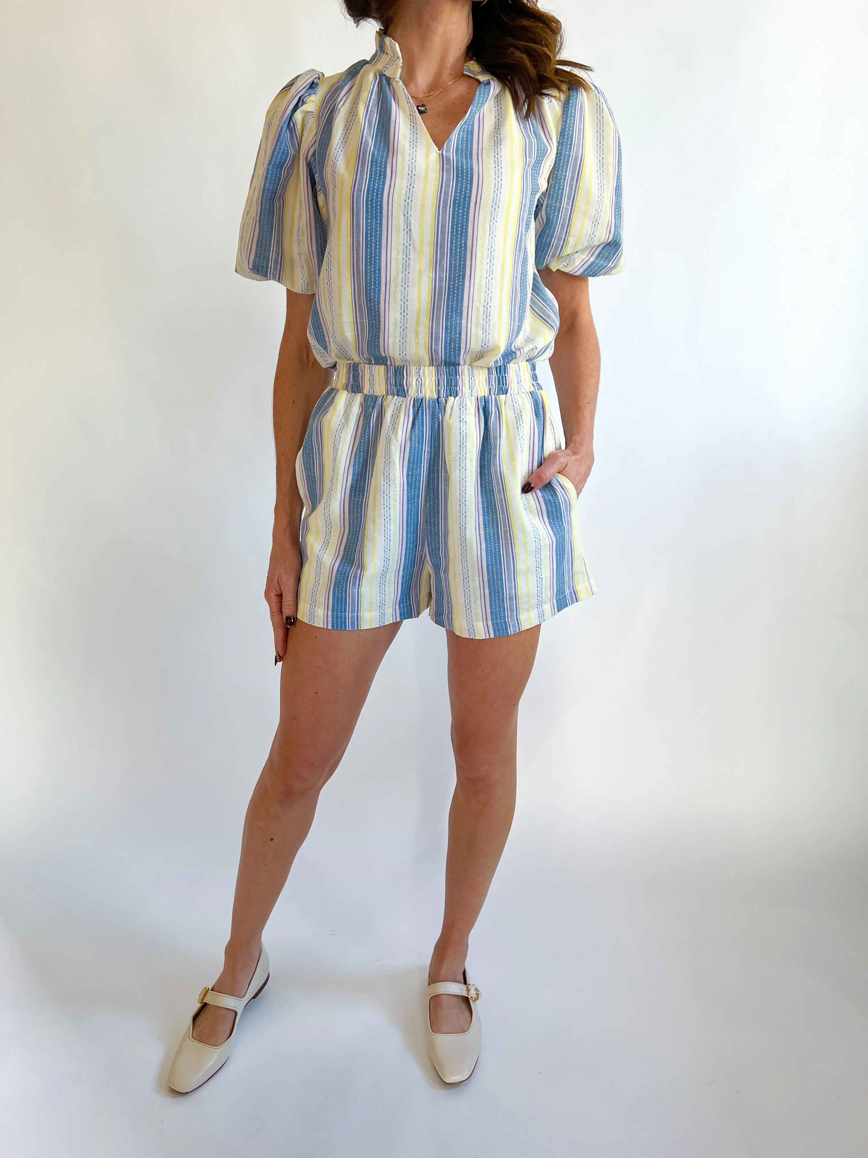 Vexie Striped High Waisted Shorts - Image 3