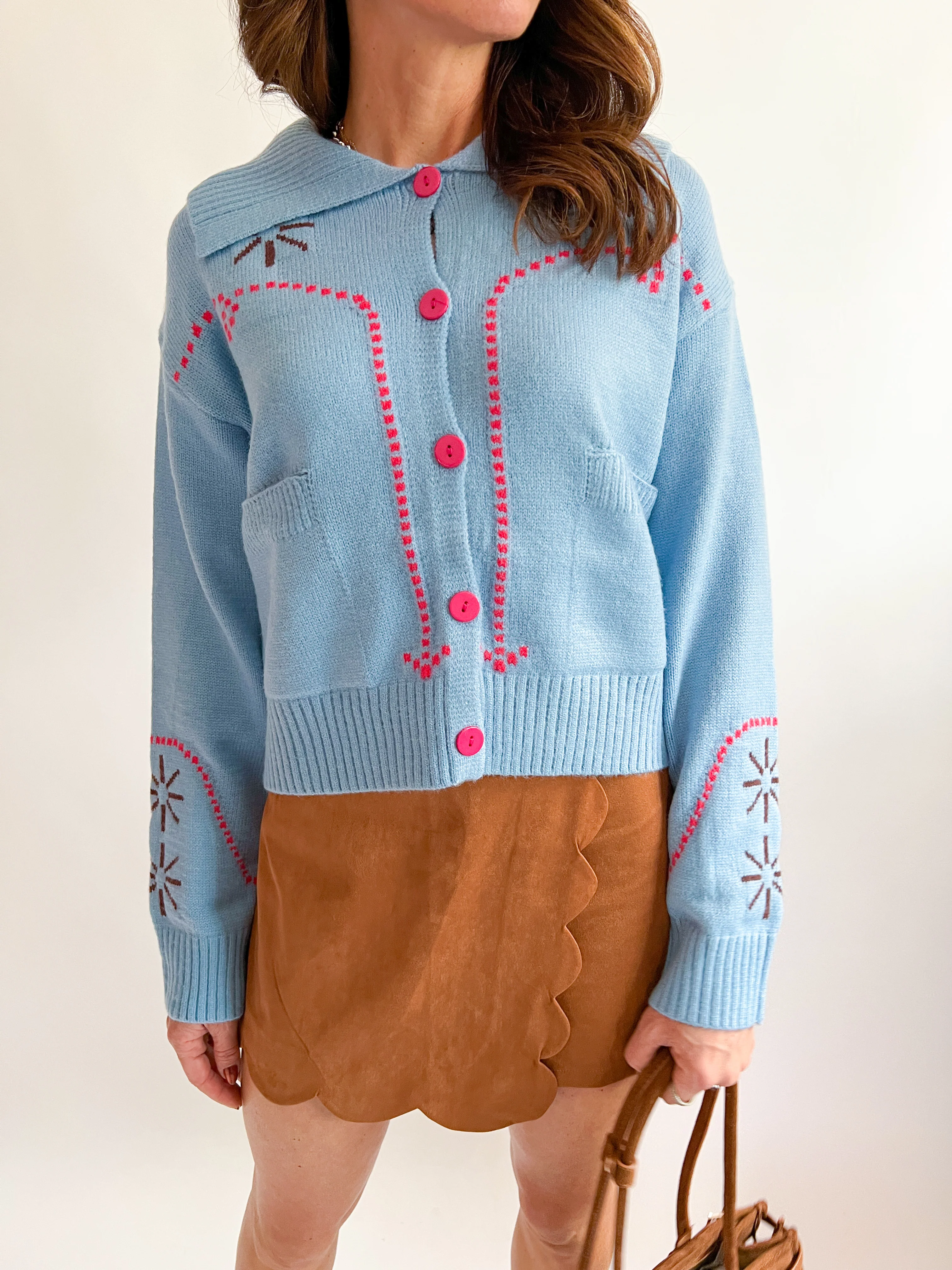 Western Motif Sweater Cardigan
