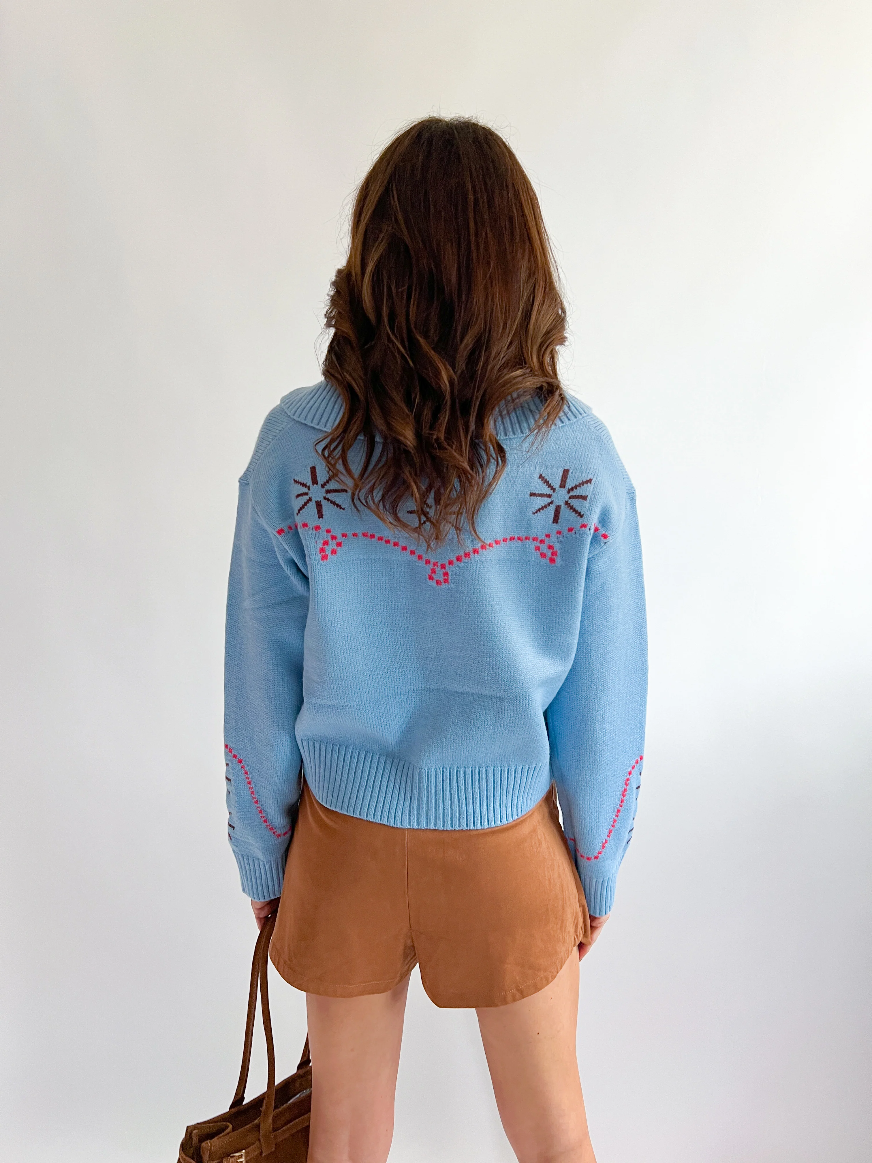 Western Motif Sweater Cardigan - Image 3